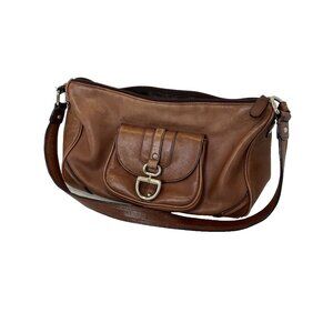 Etienne Aigner Brown Soft Supple Leather Shoulder Handbag Purse Outer Pocket
